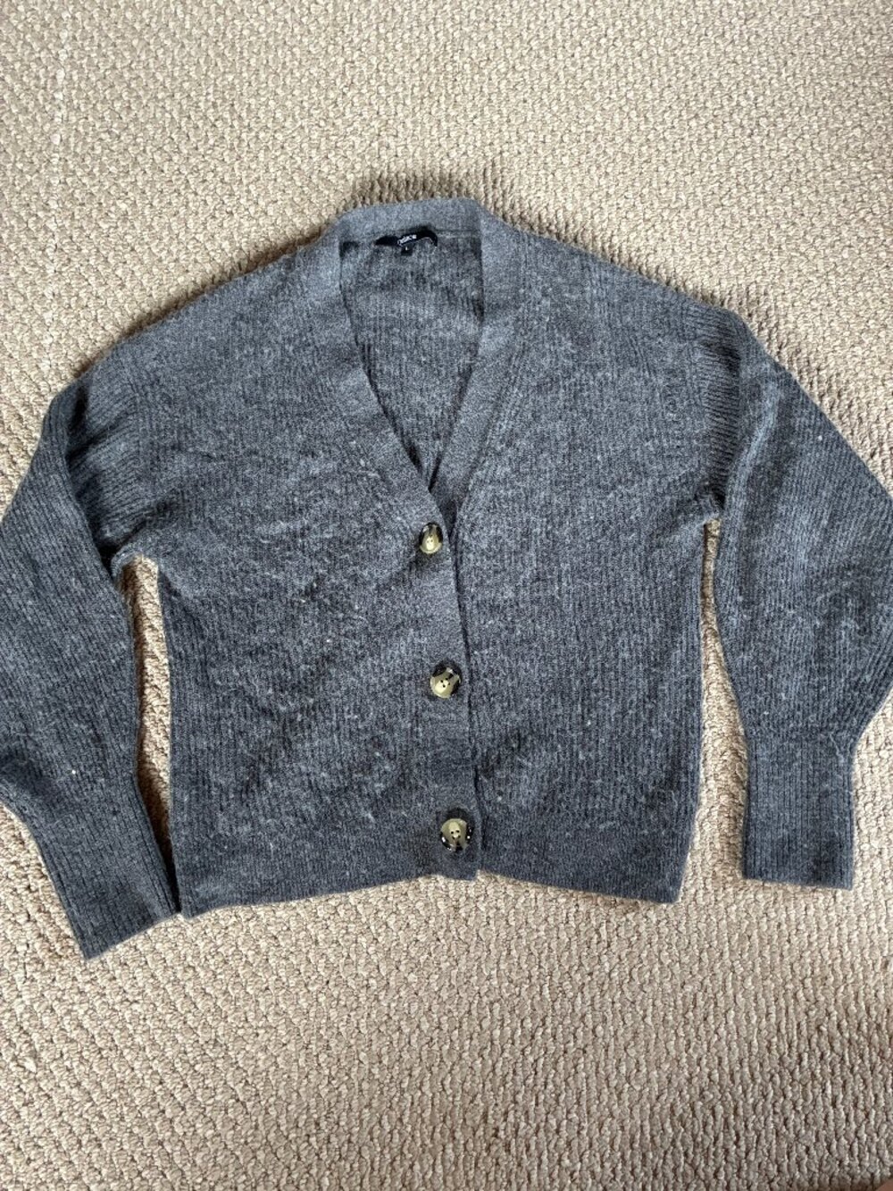 Quince Large Lightweight Baby Alpaca Wool Blend Cropped V-Neck Cardigan